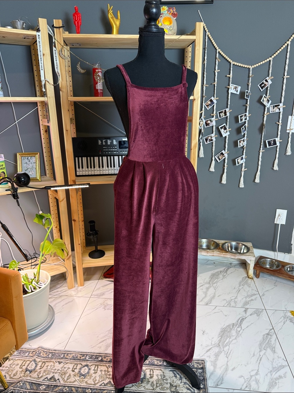 Corduroy Wide-Leg Burgundy Jumpsuit earthbound